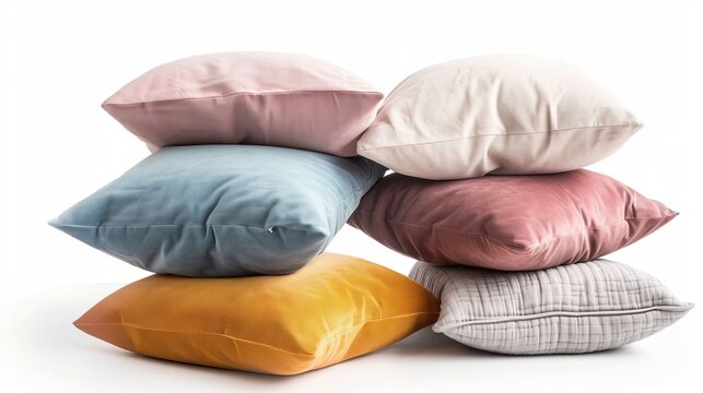 Fashionably soft pillows isolated on a white background