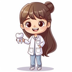 doctor dentist vector character chibi illustration on solid white background