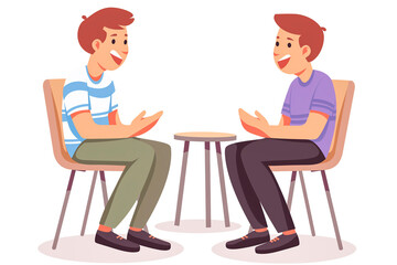 Therapist, psychology and boy on a chair, talking and child development with a smile, foster home and adoption. Male kid, young person or counselor in an office, speaking and consultation for growth