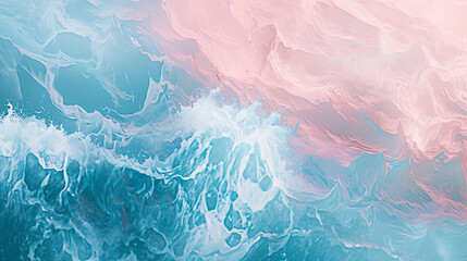 Abstract ocean wave patterns with a pastel sunset, suitable for calming backgrounds or creative visuals - obrazy, fototapety, plakaty