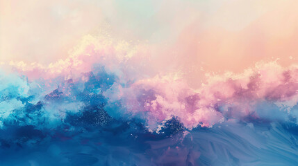 Dreamlike sea with cotton candy skies, perfect for meditation backgrounds and artistic creations - obrazy, fototapety, plakaty