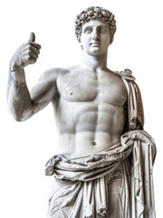 Fototapeta na wymiar PNG Greek statue thumbs up sculpture art white background.