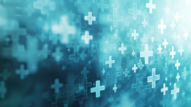Abstract Digital Background with Blue Gradient and Plus Symbols