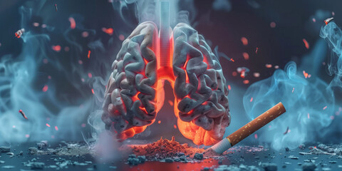 Conceptual Image of Brain Health and Smoking Effects
