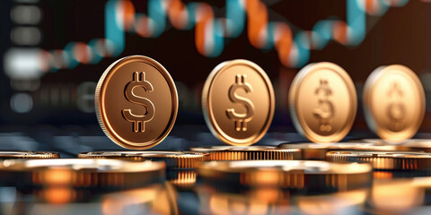 Financial Growth Concept with Golden Coins