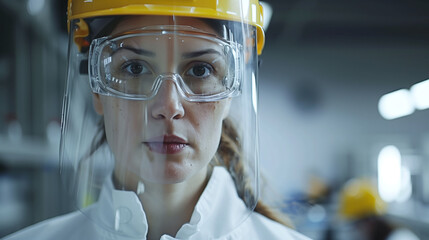 Focused Industrial Engineer with Protective Eyewear