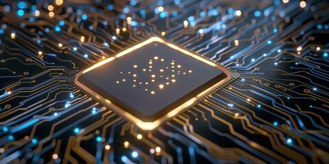 Glowing Artificial Intelligence Chip on Circuit Board