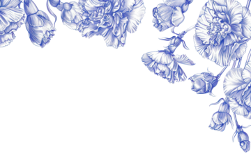 PNG Vintage drawing carnation flowers pattern sketch plant.