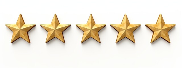 gold 3d rating five stars for best services rating isolated on white background