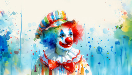 Sad clown watercolor illustration
