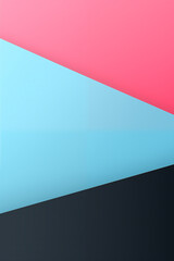 Abstract tri-color geometric background with pink, blue, and black sections