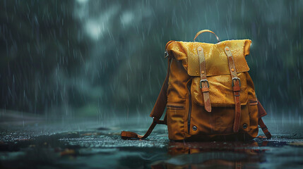 A school bag with a built-in rain cover to protect belongings during wet weather.