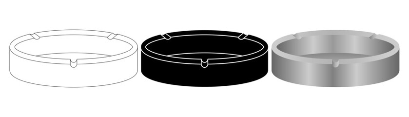 side view ashtray icon set isolated on white background