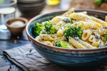 Penne with broccoli and blue cheese cuisine