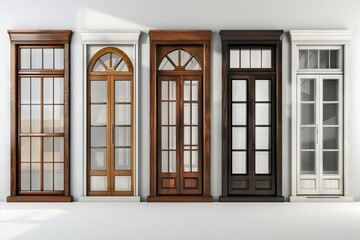 assorted window frame styles and designs home renovation and interior design options 3d illustration