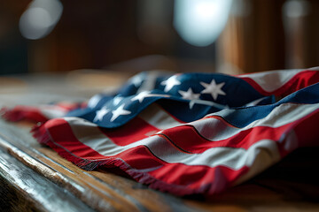 American flag on the table