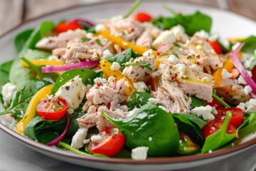Salad with spinach tuna and feta