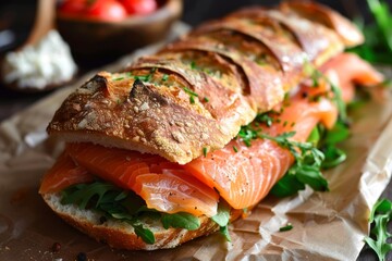 Sandwich with salmon - Powered by Adobe
