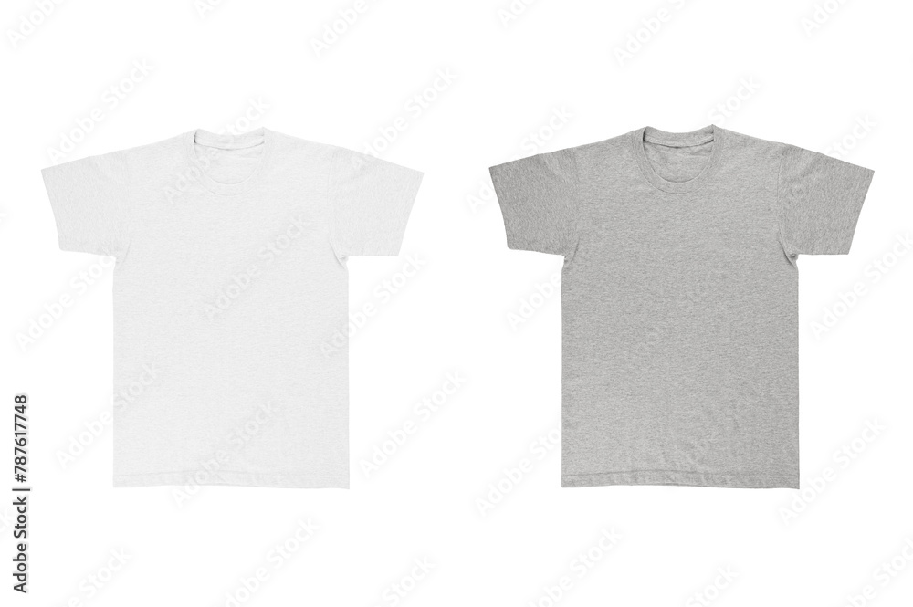 Canvas Prints White t shirt and grey t shirt isolated on white background.