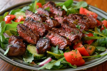 sliced beef with greens