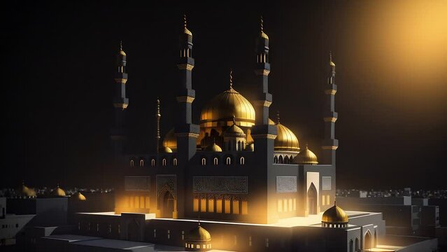 mosque closeup on black background