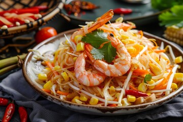 Spicy Thai corn salad with dried shrimp