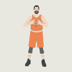 character illustration design. man with ball. basketball player character