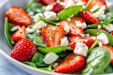 Strawberry spinach salad with feta cheese