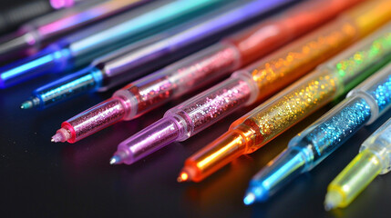 A set of metallic gel pens showcasing a shimmering effect.