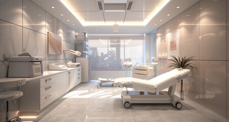 Bright and contemporary doctor's office with minimalist decor and high-tech equipment