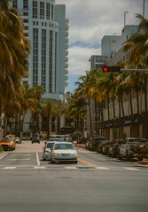 traffic on the street Miami Beach Florida 
