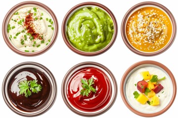 8 savory dips and sauces separated Can be used individually