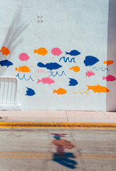 watercolor painting on the wall fish miami 