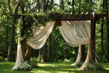 Beautiful outdoor wedding silk canopy