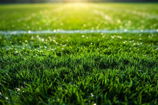 Beautiful green grass pattern on soccer field