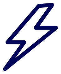 シンプルなお天気のアイコン　ネイビーの線　雷