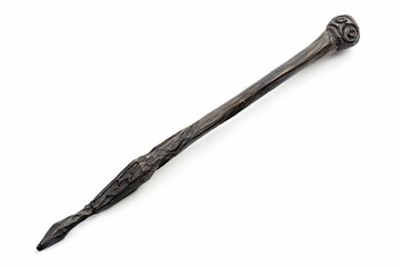 Black wooden wand for witchcraft isolated on white