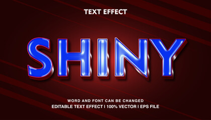 Shiny editable text effect template, blue glossy style typeface, premium vector