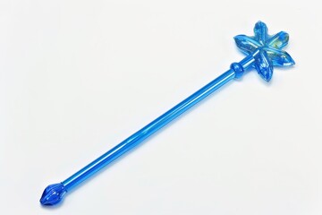 Blue toy wand on white background