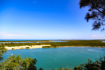 landscape with river and blue sky