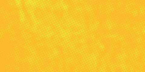 Yellow radial halftone background. Retro comic grain pixel texture..