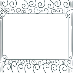 Patterned frame with curls and lines.