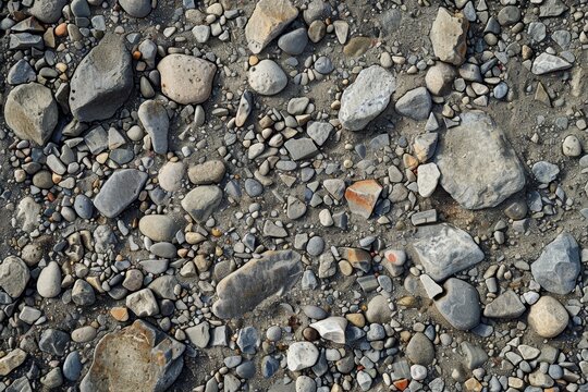 Close up of pebble rock on rough surface