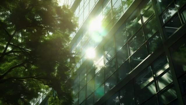 A detailed view of a sustainable buildings windows showcasing their energyefficient design and ability to maximize natural light reducing the need for artificial lighting.