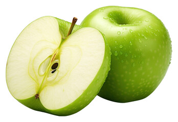 PNG  Green apple fruit slice plant. 