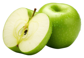 PNG  Green apple fruit slice plant. 