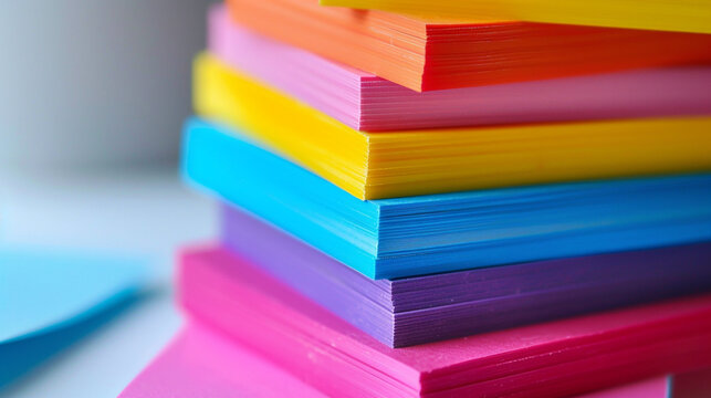 A stack of adhesive sticky tabs in different sizes and colors.