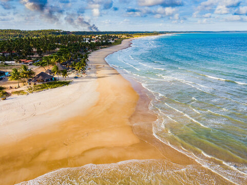 Aerial view of Pontal do Coruripe - Alagoas. Beautiful beach with reefs and clear Waters