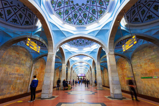 Alisher Navoiy metro station interior, Tashkent