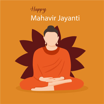 Vector illustration Of Mahavir Jayanti, Celebration of Mahavir birthday, Religious festival in Jainism